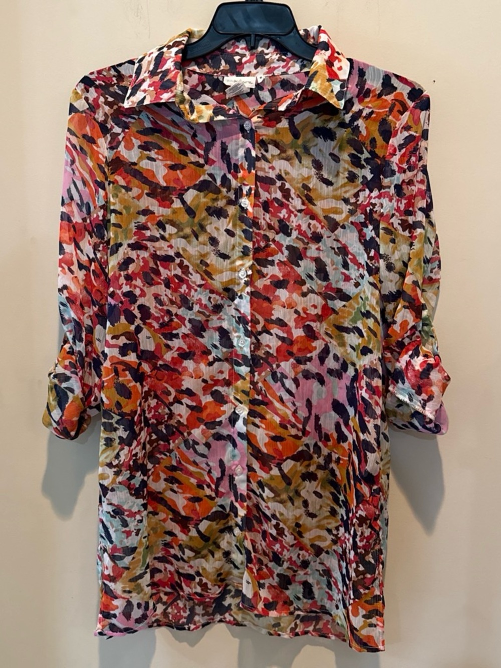 Bleu Rod Beattie Multicolor Printed Button-Down Shirt - Red Pink Orange Olive